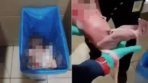 Bebê foi abandonado logo após nascer em lata de lixo de banheiro em aeroporto na Malásia - Reprodução
