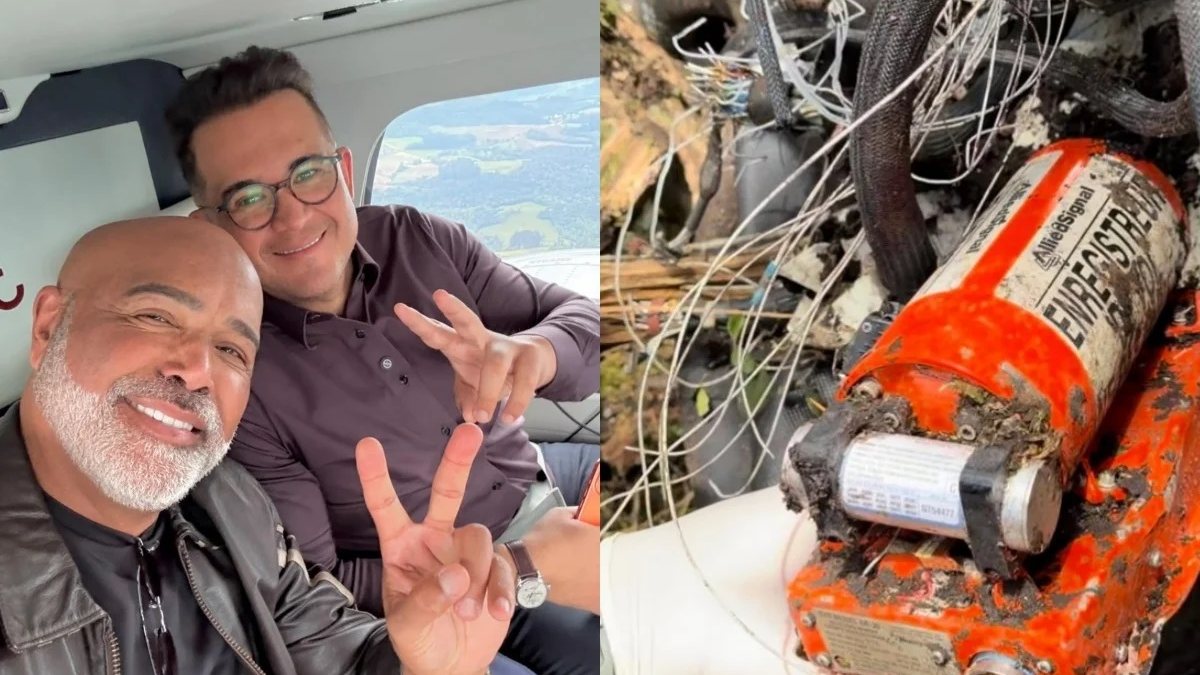 FAB encontra caixa\u002Dpreta de helicóptero que caiu em Santa Catarina e matou o cantor Rick e outros 4