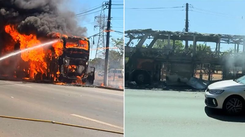 Ônibus que saiu de Alagoas é tomado pelo fogo com 27 pessoas a bordo no DF