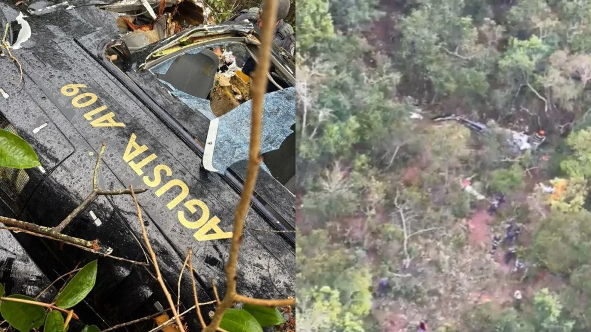 PM resgata três pessoas com vida após queda de helicóptero no interior de SP