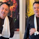 João Reis Araújo, pai do cantor Cristiano Araújo, aparece com o braço imobilizado após ser atropelado pela própria caminhonete e prensado contra uma porteira - Reprodução / Instagram de João Reis