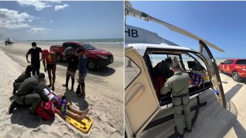 Turista é resgatada com auxílio de helicóptero após acidente com quadriciclo em Jericoacoara