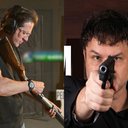 Rubinho Nunes (à esquerda) segura arma de fogo e o ex-BBB Adrilles Jorge (à direita) aponta revólver para câmera - Montagem TNH1