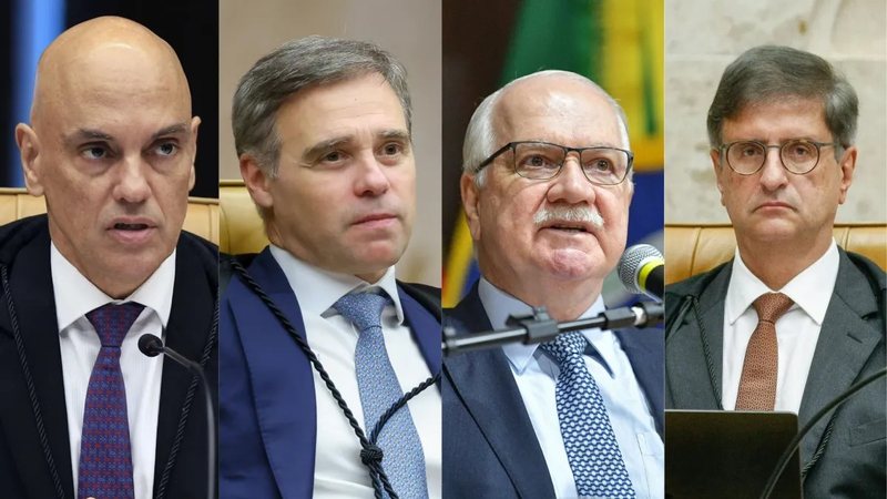 Ministros do STF, Alexandre de Moraes, André Mendonça e Edson Fachin; Procurador-geral da República Paulo Gonet - Montagem/STF/CNJ