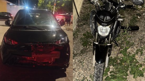 Adolescente inabilitado fica ferido em acidente com carro e moto em Arapiraca