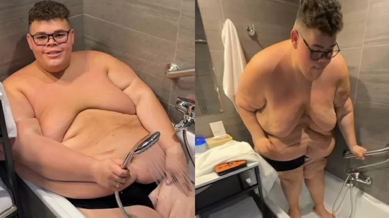 Gordão da XJ perde 140 kg e comemora ao conseguir entrar em banheira