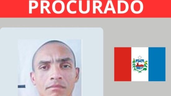 Cartaz de procurado no site do Ministério da Justiça e Segurança Pública, do Governo Federal, mostra foto de José Emerson da Silva, vulgo Nem Catenga - Divulgação / Ministério da Justiça