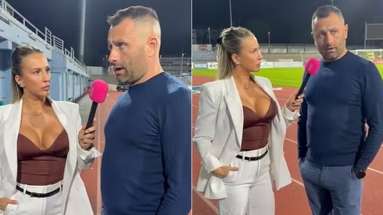 Repórter se manifesta após entrevista com técnico viralizar: \u0022A esposa acompanha\u0022