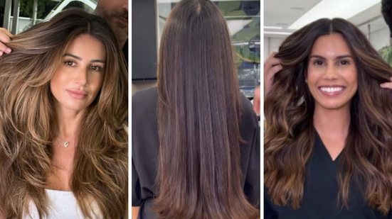 Os tons de chocolate estão entre as tendências de coloração para o inverno (Imagem: Reprodução do Instagram | @aprigiotiago e @dununesoficial)