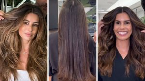 Os tons de chocolate estão entre as tendências de coloração para o inverno (Imagem: Reprodução do Instagram | @aprigiotiago e @dununesoficial)