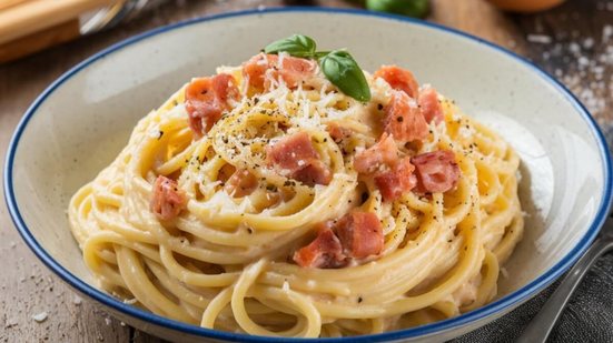 Macarrão à carbonara com bacon (Imagem: Foodgraphy39 | Shutterstock)