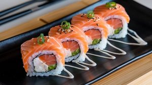 Sushi com salmão e cream cheese (Imagem: Food is Love | Shutterstock)