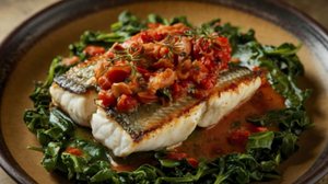 Peixe grelhado com espinafre refogado (Imagem: agnssammas | Shutterstock)