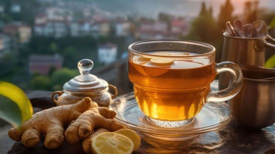 Chá verde detox com gengibre e limão-siciliano (Imagem: Creative World Design | Shutterstock)