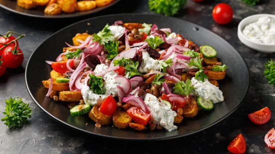 Salada morna com batata dourada e lentilha (Imagem: DronG | Shutterstock)