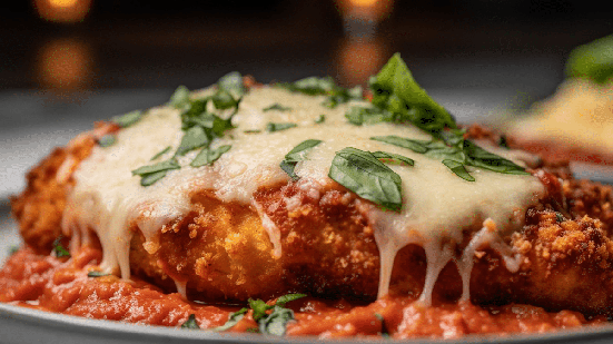 Frango à parmegiana com molho de manjericão (Imagem: Mohamed-Kareem Mohamed | Shutterstock)