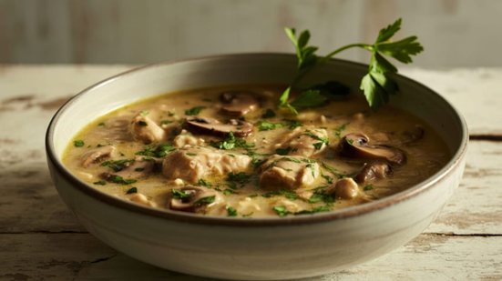 Sopa de frango com cogumelo (Imagem: dorcarmneana | Shutterstock)
