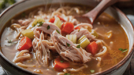 Sopa de frango com legumes e macarrão integral (Imagem: Alex_Karlssonn | Shutterstock)
