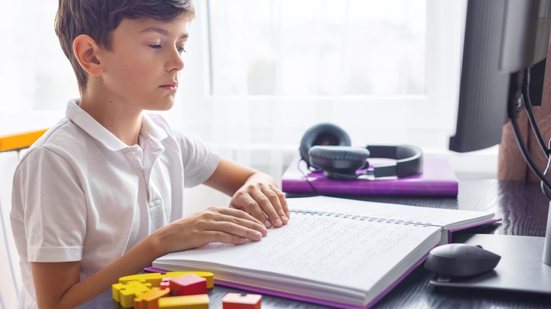 Ambientes escolares acessíveis são essenciais para garantir igualdade no aprendizado de alunos com deficiência visual (Imagem: Mishchenko Svitlana | Shutterstock)