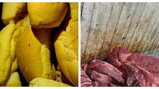 Imagem Fiscalização encontra pães com fezes de ratos e recolhe mais de 400 quilos de carne estragada