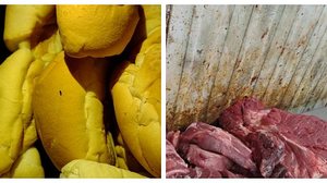 Imagem Fiscalização encontra pães com fezes de ratos e recolhe mais de 400 quilos de carne estragada