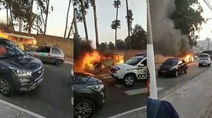 Imagem Kombi pega fogo e desce rua desenfreada em São Paulo; veja vídeo