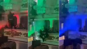 Imagem Vídeo: 'Batman' despenca durante apresentação em que estava pendurado e se machuca no Rio