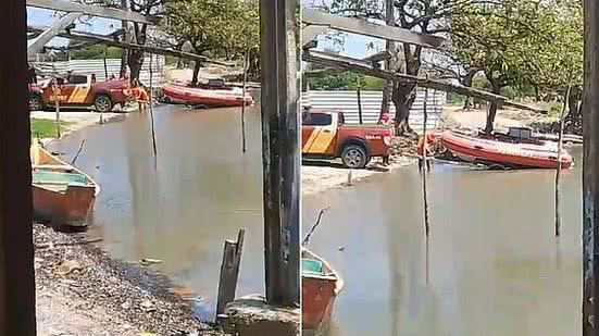 O cadáver do homem, que segundo o Corpo de Bombeiros tem aproximadamente 40 anos, estava a cerca de 300 metros da margem da lagoa | Reprodução / Redes sociais