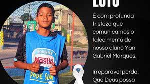 Yan Gabriel, 12, morto após ser atingido por tiros em Nova Iguaçu (RJ); projeto social decretou luto | Reprodução