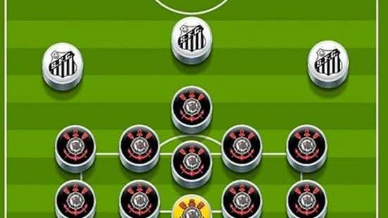 Postagem no Twitter retratou a "retranca" corintiana no jogo | @SantosFC/Twitter