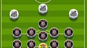 Postagem no Twitter retratou a "retranca" corintiana no jogo | @SantosFC/Twitter