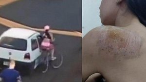 Imagem Vídeo: ciclista sofre acidente após ser assediada no trânsito