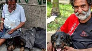 O sem-teto foi visto agasalhando um cachorro com seu casaco | Foto: Reprodução/Cães Online