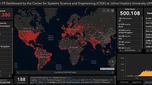 Site da universidade Johns Hopkins na tarde de domingo (28) | Reprodução/Johns Hopkins