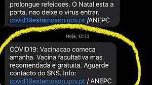 Imagem Portugal avisa população por SMS que vacinação começa no domingo