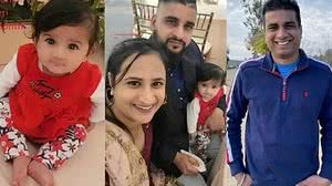 Vítimas foram o casal Jasleen Kaur e Jasdeep Singh, a filha deles, Aroohi Dheri e o tio da criança, Amandeep Singh | Reprodução/Twitter