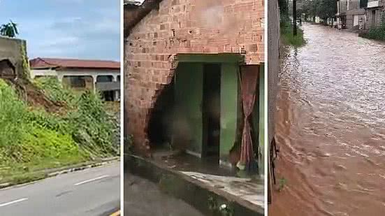 Imagem Barreira cede, parede desaba e ruas alagam: veja imagens dos transtornos causados pela chuva