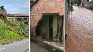 Imagem Barreira cede, parede desaba e ruas alagam: veja imagens dos transtornos causados pela chuva