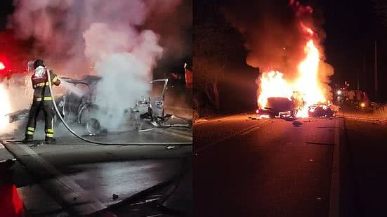 Veículos ficaram em chamas após acidente no Pilar | Cortesia