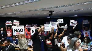 Reunião da comissão que avalia o tema foi interrompida por protestos. | Alex Ferreira/Câmara dos deputados