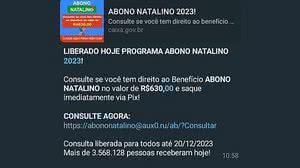 Imagem Governo federal alerta para golpe de falso abono natalino pelo WhatsApp