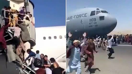 Imagem População invade pista de aeroporto em Cabul para tentar sair do Afeganistão
