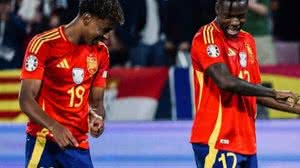 A Espanha, de Lamine Yamal e Nico Willians, decide contra a França uma vaga na final da Eurocopa 2024 | Foto: Reprodução/Redes Sociais