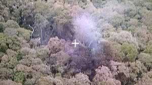 Incêndio causado por queda de aeronave em região de mata na serra da Cantareira | Divulgação