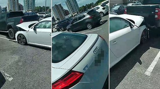 Acidente com o Audi aconteceu na manhã desta segunda-feira, no estacionamento de um shopping | Reprodução / Redes sociais