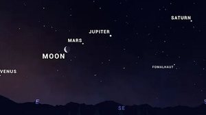 Imagem da Nasa indica posição de Vênus, Lua, Marte, Júpiter, Saturno e da estrela Fomalhaut