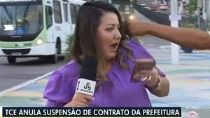 Repórter Naine Carvalho Foto: Reprodução/Rede Amazôniza