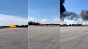 Um piloto morreu após um avião de guerra da Polônia cair e explodir durante um treinamento nesta sexta-feira (21) | Reprodução / Redes sociais