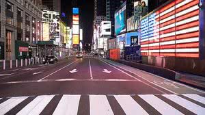 Times Square é vista vazia durante a pandemia de Coronavirus Covid-19 em Nova York nos Estados Unidos | Brazil Photo Press / Folhapress