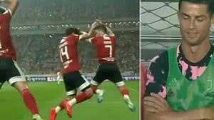 "Siiiii": Cesinha comemorou como Cristiano e arrancou risos do ídolo | Reprodução/Twitter